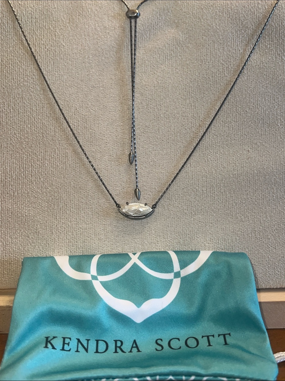 Kendra Scott White Drusy Pendant Necklace with Black Chain
